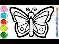 Let's Learn How to Draw & Paint Butterfly | Painting, Drawing, Coloring for Kids, Toddlers #112