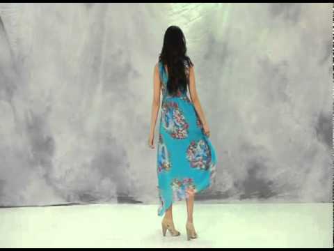 Openstockapparel.com Wholesale Ladies Apparel Madison Paige Floral Chiffon Tea Length Dress