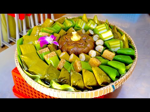 The Process of Making Cambodian Traditional Cakes | Beautiful Desserts Decorate on Baskets