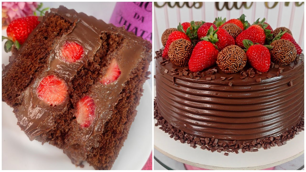 BOLO TENTAÇÃO DE CHOCOLATE COM MORANGO - ESSE BOLO É IRRESISTÍVEL