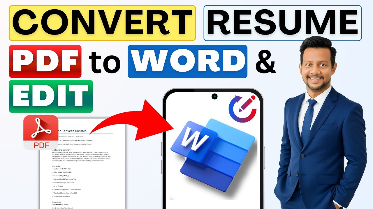 Convert PDF Resume to Word & Edit in Mobile | Resume Editing in MS Word App 📱