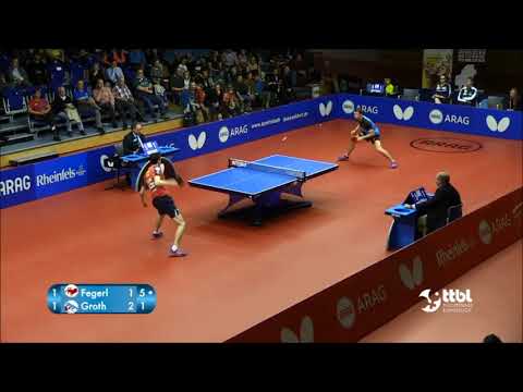 Der Ballwechsel des Spiels gegen TTC Rhönsprudel Fulda - Maberzell