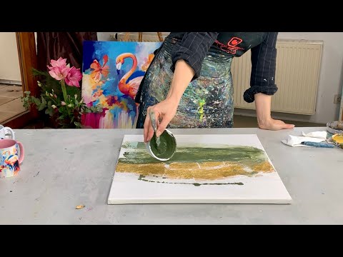 DIY Effect Structure! GOLD - Abstract Acrylic Painting Techniques - Let it Flow - Step by Step