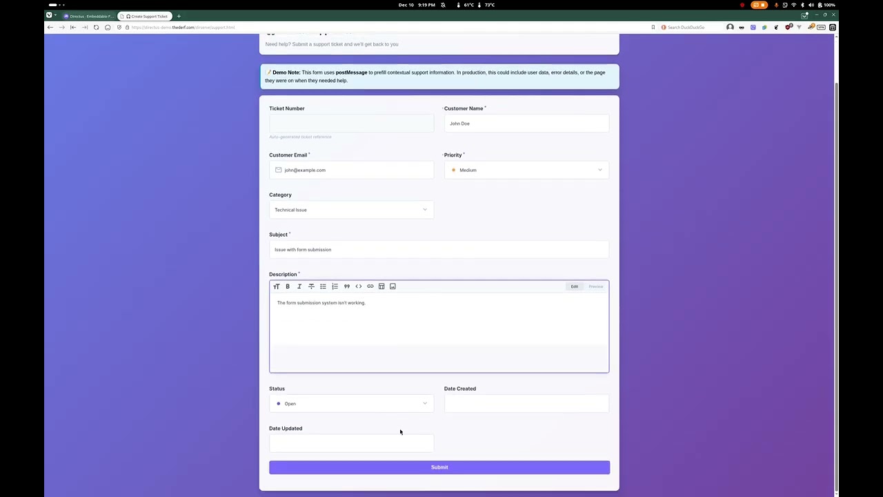 Directus Embeddable Forms Template Demo