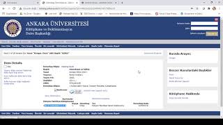 Kütüphane Katalogu Kullanımı - SirsiDynix Ankara Üniversitesi
