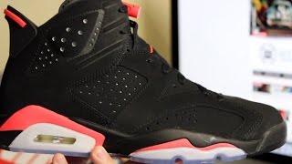 Video thumbnail for Air Jordan 6 Retro Black/ Infrared23 by WearTesters