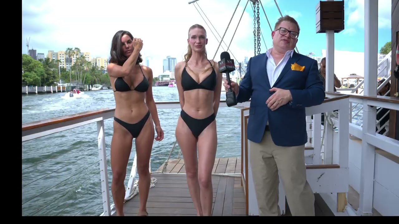 Models @Annawinsomebear @victoriavesce pose with NFL Cheerleader Paige@ AHFW Casting Miami Swim Week