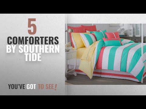 Top 10 Southern Tide Comforters [2018]: Southern Tide Cabana Stripe Queen Comforter Set