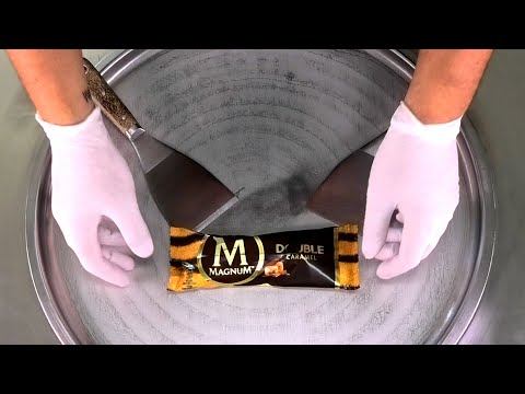 MAGNUM Ice Cream Rolls | make Magnum Double Caramel Popsicle to fried Ice Cream | Satisfying ASMR
