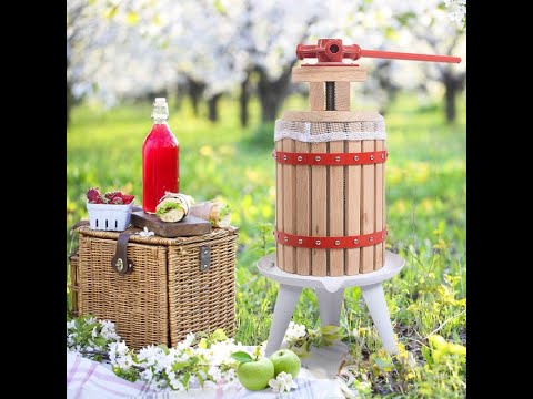 Solid Wood 1.6 Gallon Fruit Wine Press Apple Cider Grape Berries Crusher Manual Juice Maker Basket
