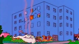 The Simpsons - Helicopter crashing against blue sk