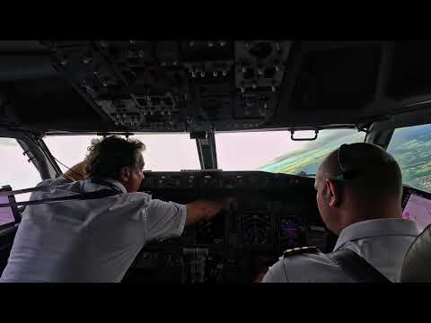 Pilot Cockpit View Take Off In Thunderstorm at Paris Airport Turbulence   Boeing 737 Birds on Runway