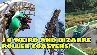 10 WEIRD &amp; BIZARRE Roller Coasters of Asia! Front Seat POVs!