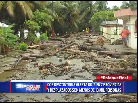 COE descontinúa alerta roja en 7 provincias y desplazados son menos de 13 mil personas