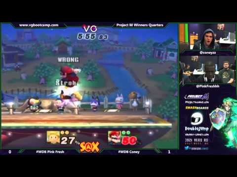 S@X 9/9/14 - Pink Fresh (Ness, Lucas) vs Coney (Luigi, Wario) - Project M WQs - Smash PM