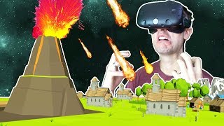 CAUSING VOLCANIC APOCALYPSES AND GIANT BATTLES AS A GOD IN VR! - DEISIM VR HTC VIVE Gameplay