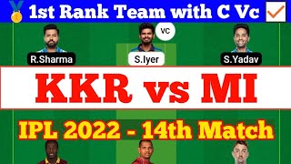 KKR vs MI IPL 2022 14th Match Fantasy Preview, KKR vs MI Dream Team Today Match, MI vs KKR IPL Tips