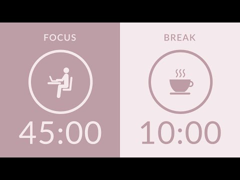 45/10 Pomodoro Timer with Pink Noise 🎧 4-Hour Study with Me for Deep Focus & ADHD ✨