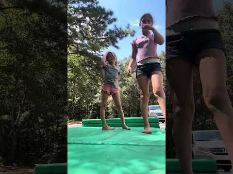 Riding skates and scooter and doing gymnastics with my sister ￼
