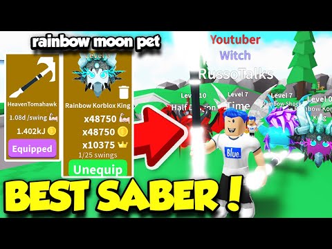 I GOT THE BEST SABER AND A RAINBOW MOON PET IN SABER SIMULATOR UPDATE AND IT'S INSANE!! (Roblox)