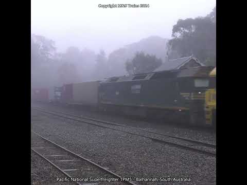 AUSTRALIAN FREIGHT TRAIN THROUGH THE FOGGY ADELAIDE HILLS #australiantrains #trainsworldwide #trains