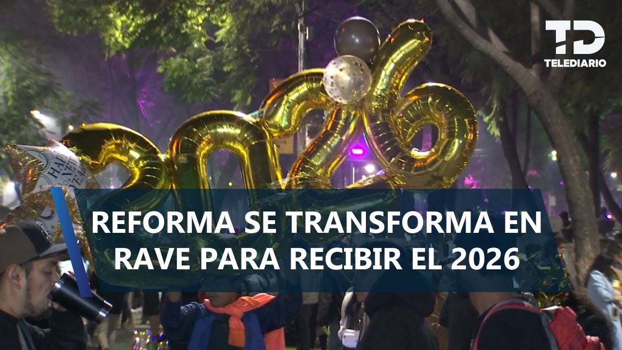 Música electrónica y luces láser: así llegó el 2026 al Paseo de la Reforma