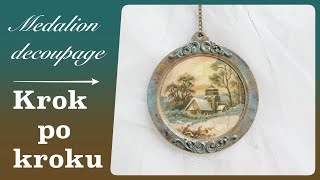 Medalion/bombka decoupage -papier do decoupage i spękania dwuskładnikowe - tutorial