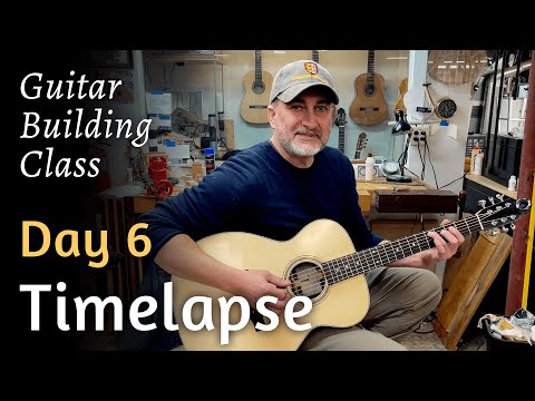 O’Brien Guitar Building Class: Day 6 - Time Lapse - Strings are on!