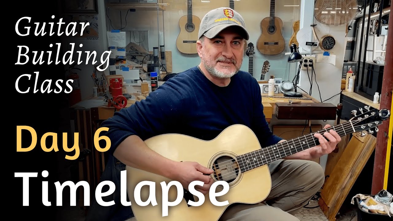 O’Brien Guitar Building Class: Day 6 - Time Lapse - Strings are on!