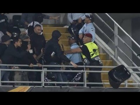 Riots during the match Vitoria Guimaraes - Eintracht Frankfurt 03.10.2019.