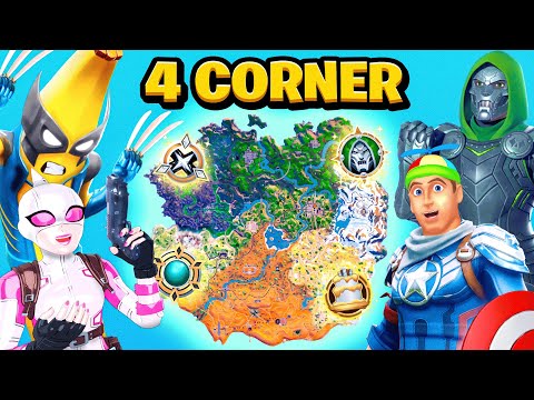 The SUPERHERO 4 CORNER CHALLENGE in Fortnite!