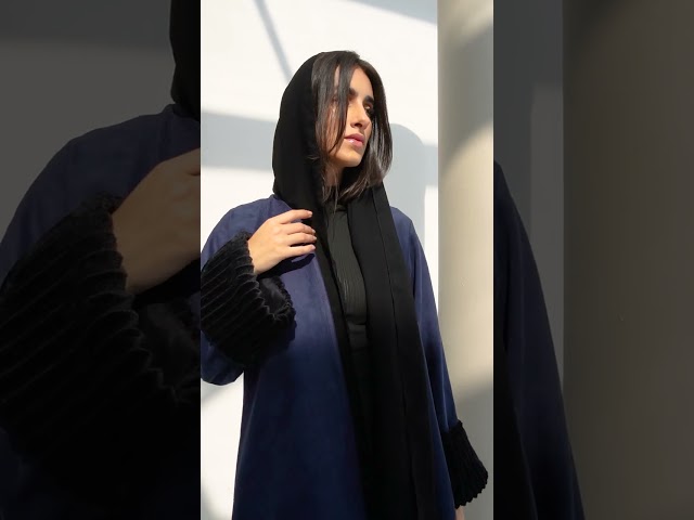 عباية شتوية فروة شامواه كحلي