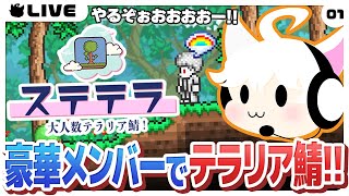 【Terraria/1日目】行くぞマルチ鯖！初心者組を後方腕組みおじさんとして見守るぞ【ステテラ】