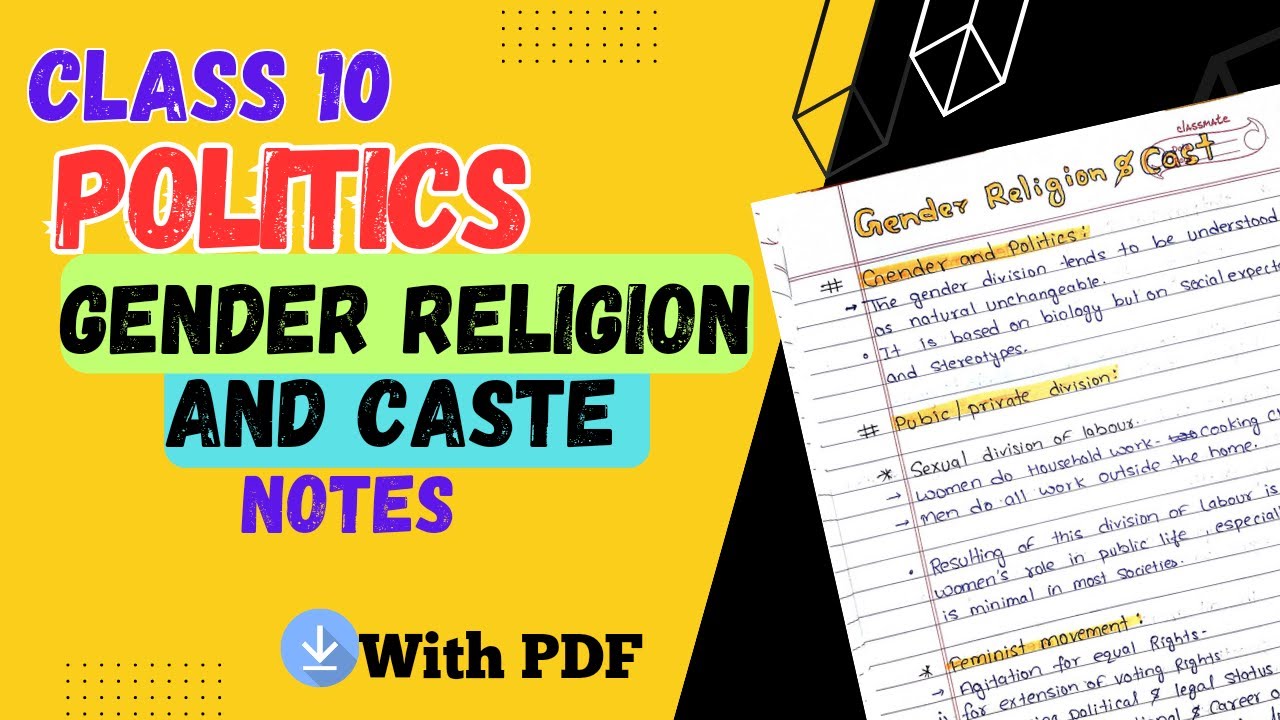Gender religion and caste notes class 10th | politics chapter 4 handwritten notes | #shobhitnirwan