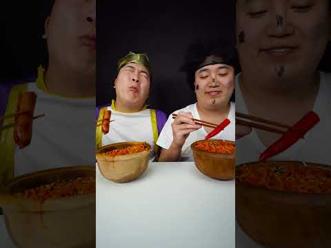 Korean super spicy Noodle Challenge | Fire spicy noodle, sausage Funny ASMR MUKBANG #shorts