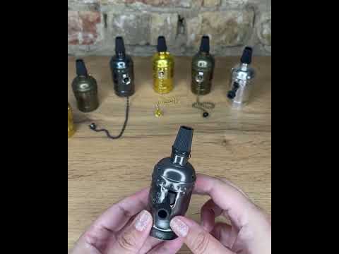 Алюмінієвий ретро-патрон Е27 бронза для ламп Едісона (економ серія) з вимикачем ланцюжок