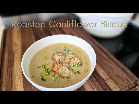 Garlic Roasted Cauliflower Bisque One Pot Recipe #happilyhomecooking