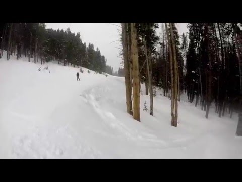 Snowboarding Breckenridge back woods powder 2015