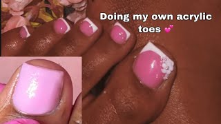 Acrylic toe tutorial 💕| French tip toes💕
