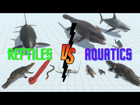 Reptiles (Sürüngenler) VS Aquatics (Su Canlıları) - Animal Revolt Battle Simulator