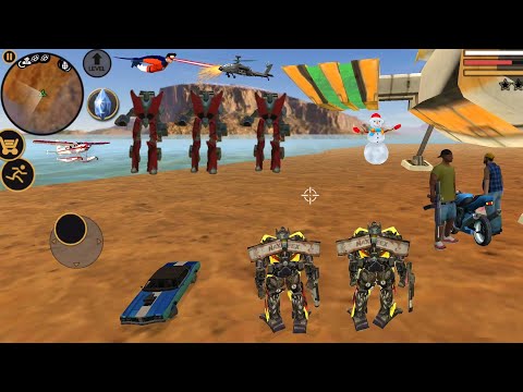Vegas Crime Simulator (3X Transformer Fight Robot Car) Huge Car Robot on Water - Android Gameplay HD