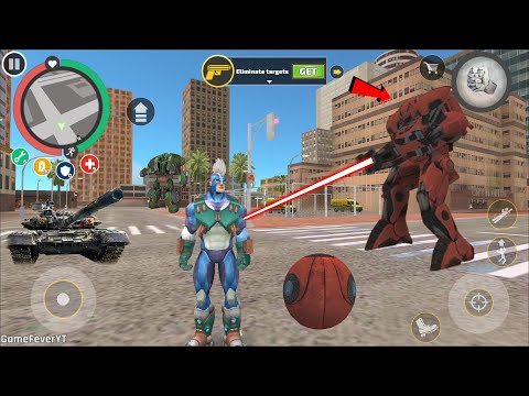 Rope Hero: Vice Town (Gaint Transformer Ball Fight Police Robot) Kick CAR Ball - Android Gameplay HD