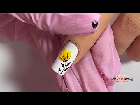 💖FLORES VIRALES EN LAS UÑAS PASO A PASO✨💅🌻 #florenuñas #flor #floresamarillas