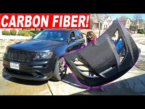 CARBON FIBER HELLCAT HOOD INSTALL! (Jeep SRT8)