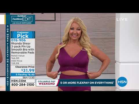 Rhonda Shear 3pack Pin Up Smooth Bra with Removable Pads