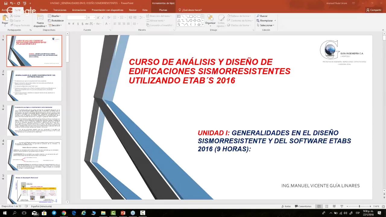 PRIMERA SESION DEL CURSO DE ANALISIS Y DISEÑO DE EDIFICACIONES  SISMORRESISTENTES