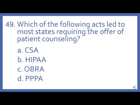 PTCB PTCE Practice Test Question 49 - Federal Act for Patient Counseling (Pharmacy CPhT Test Prep)