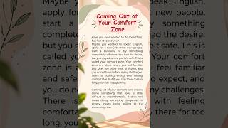 Coming Out of Your Comfort Zone #english #readingeanglish #education