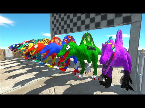 9 Spinosaurus Justice League Speed Race Championship Death Fall V2  - Animal Revolt Battle Simulator