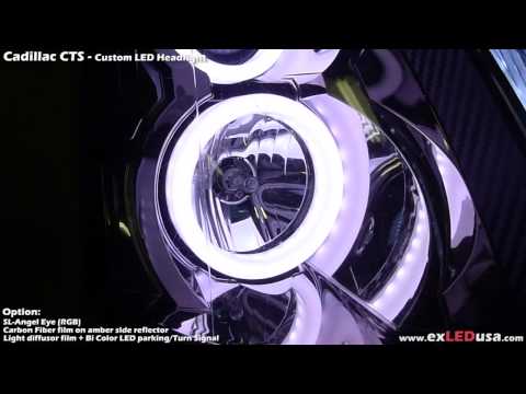 Custom LED headlight for Cadillac CTS - SL-Angel eye, Light diffuser film.